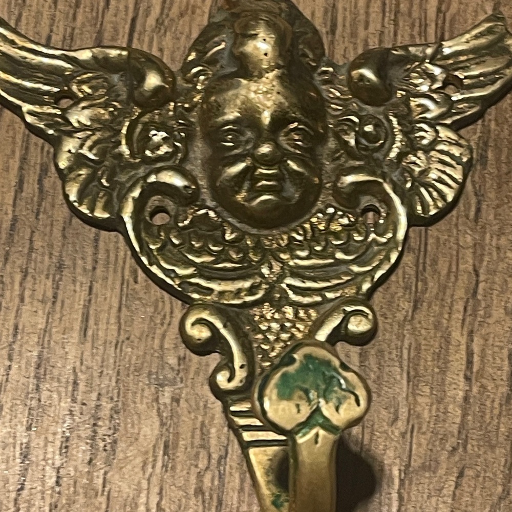 Vintage Gold Ornate Wall Hook with Winged Design